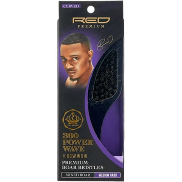 Red Premium 360 Power Wave Curved Brush x Bow Wow – Medium Hard Bristles (BR24)